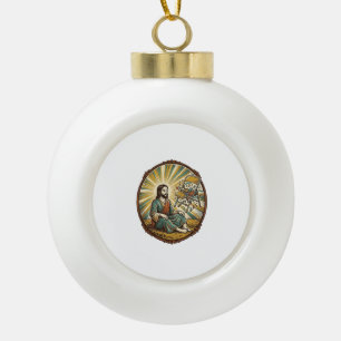 Jesus zerbrochene Klappstuhl Party Foul Ungeschick Keramik Kugel-Ornament