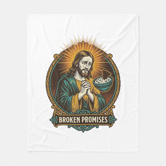 Jesus zerbrochener Chip steckt in Dip-Schale Party Fleecedecke (Vorderseite)