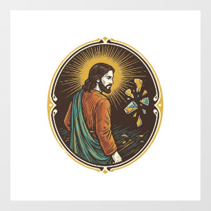 Jesus zerbrochener Glas Tanzboden Party Gefahr Clu Fensteraufkleber