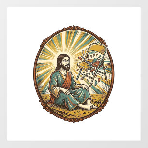 Jesus Zerbrochener Klappstuhl Party Foul Ungeschic Fensteraufkleber