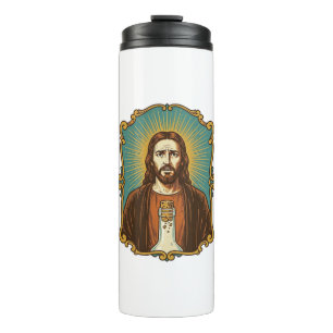 Jesus zerbrochener Weinkorken steckt in Flasche So