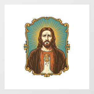 Jesus zerbrochener Weinkorken steckt in Flasche So Fensteraufkleber