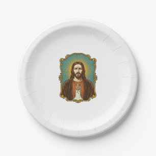 Jesus zerbrochener Weinkorken steckt in Flasche So Pappteller