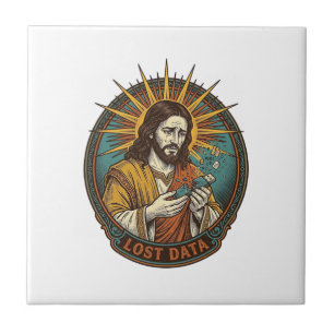 Jesus zerquetschte USB-Stick Datenverlust Humor_1 Fliese