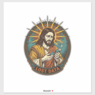 Jesus zerquetschte USB-Stick verlorene Daten Humor Aufkleber