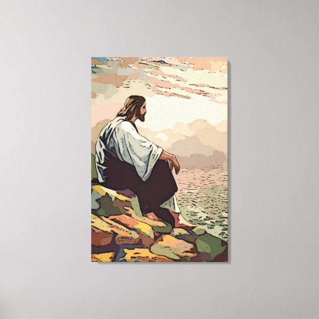 Jesus zum Gebet für Jerusalem Leinwanddruck (Vorderseite)