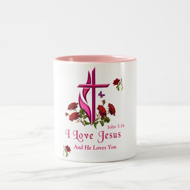 Jesus Zweifarbige Tasse (Mittel)