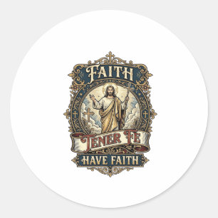 Jesus zweisprachige multikulturelle Familien-Shirt Runder Aufkleber