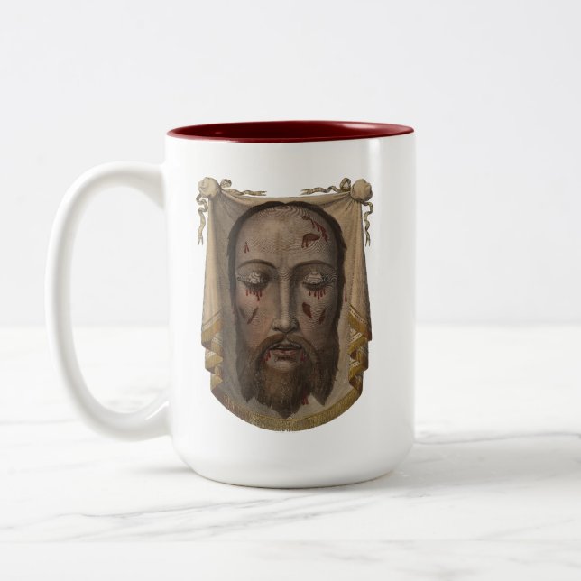 Jesusfeind - Veronicas Schleier-Tasse Zweifarbige Tasse (Links)