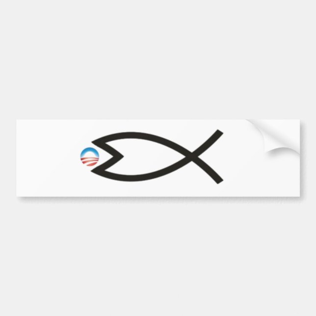 jesusfish isst Obama Autoaufkleber (Vorne)