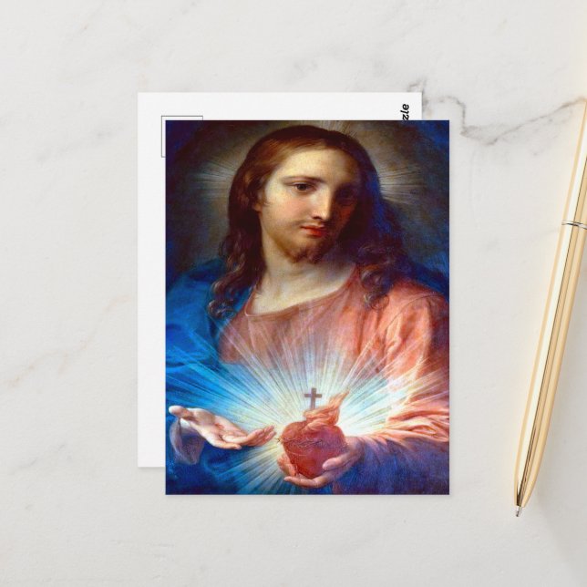 Jesusherz Postkarte (Vorderseite/Rückseite Beispiel)