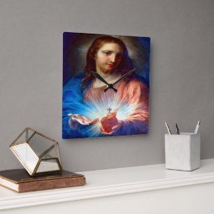 Jesusherz Quadratische Wanduhr