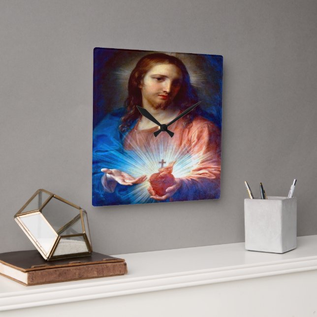 Jesusherz Quadratische Wanduhr (Büro)