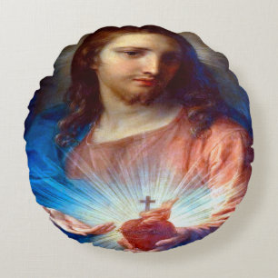 Jesusherz Rundes Kissen