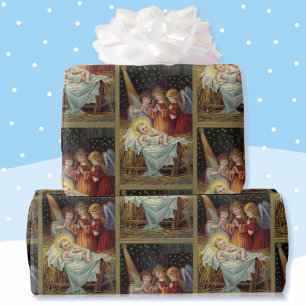 Jesuskind 3 Engel Vintage-Karte Reproduktion Geschenkpapier
