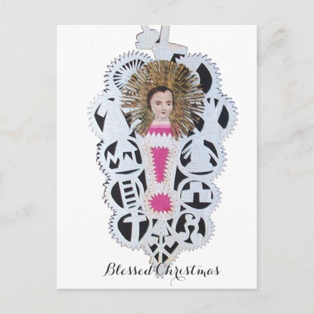 Jesuskind, antikes Weihnachtsbuch Carving Feiertagspostkarte (Vorderseite)