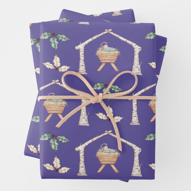 Jesuskind in der Krippe Geschenkpapier Set (Beispiel)