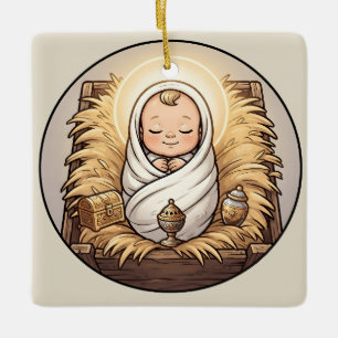 Jesuskind in der Krippe Weihnachtsschmuck