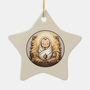 Jesuskind in der Krippe Weihnachtsschmuck