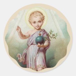 Jesuskind mit dem Globus Runder Aufkleber