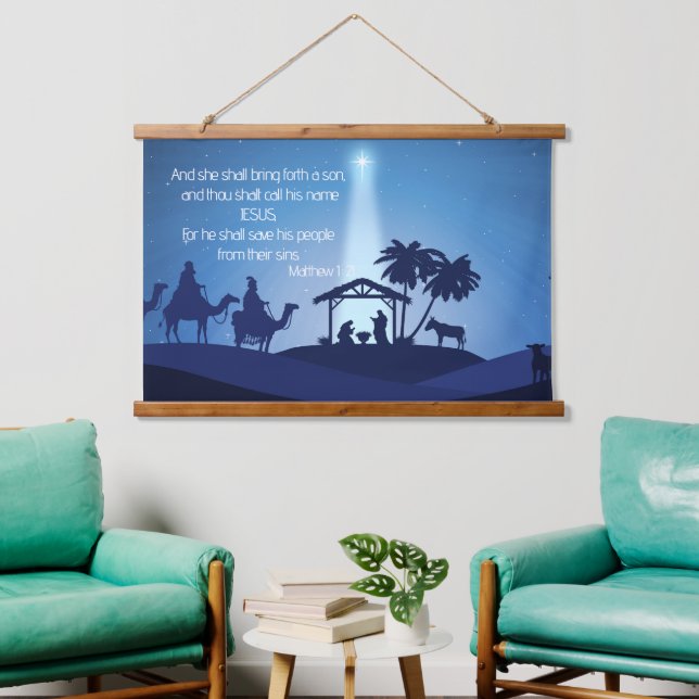 Jesus's Geburtswölbchen-Tapestry Wandteppich Mit Holzrahmen (Wohnzimmer)