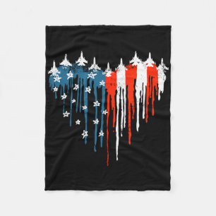 Jet Airplane Heavy White Blue American Flag 4t Fleecedecke