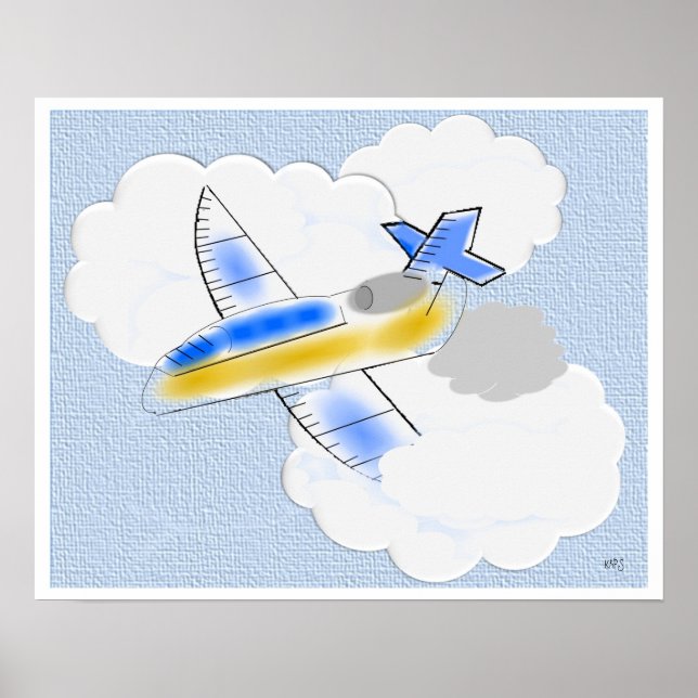Jet Airplane in den Wolken Poster (Vorne)