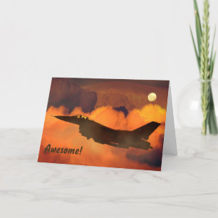 Jet and Full Moon Military Service Danke Karte