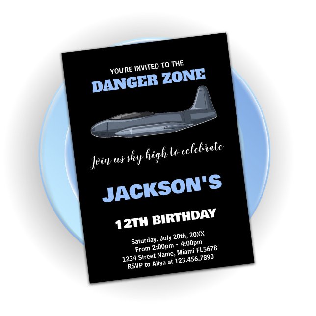 Jet Birthday Einladungen Gray Blue (Fighter Jet Birthday Invitations Gray Blue)