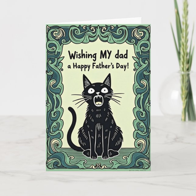 Jet Black Cat Vatertagskarte Karte (Vorderseite)