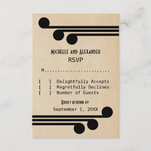 Jet Black Deko Chic Response Card RSVP Karte