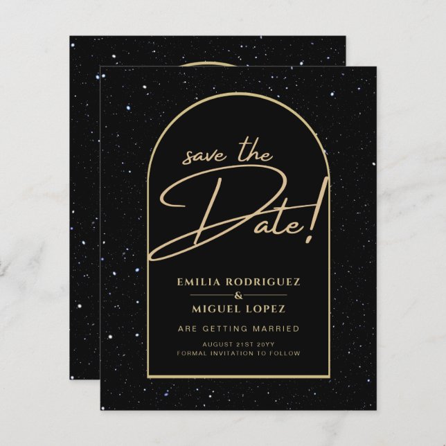 JET BLACK GOLD Starry Night Wedding RETT DATE (Vorne/Hinten)