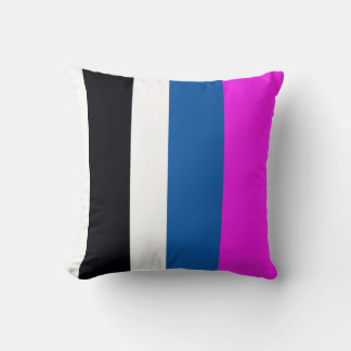 Jet Black, Reinweiß, Teal Blau, Hot Pink Streifen Kissen