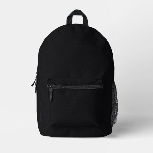 Jet Black Solid Color Bedruckter Rucksack (Vorderseite)