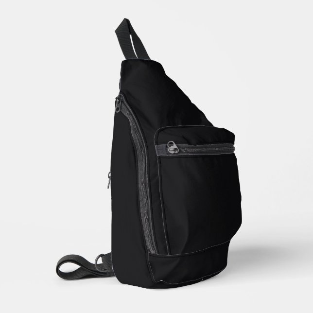 Jet Black Solid Color Crossbody Bag (Linke Seite)