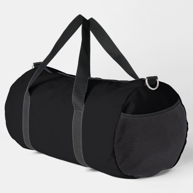 Jet Black Solid Color Duffle Bag (Rechte Ecke)