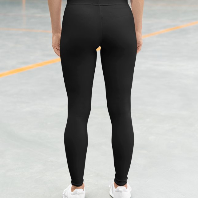 Jet Black Solid Color Einfach Minimalistisch Leggings (jet black solid color leggings)