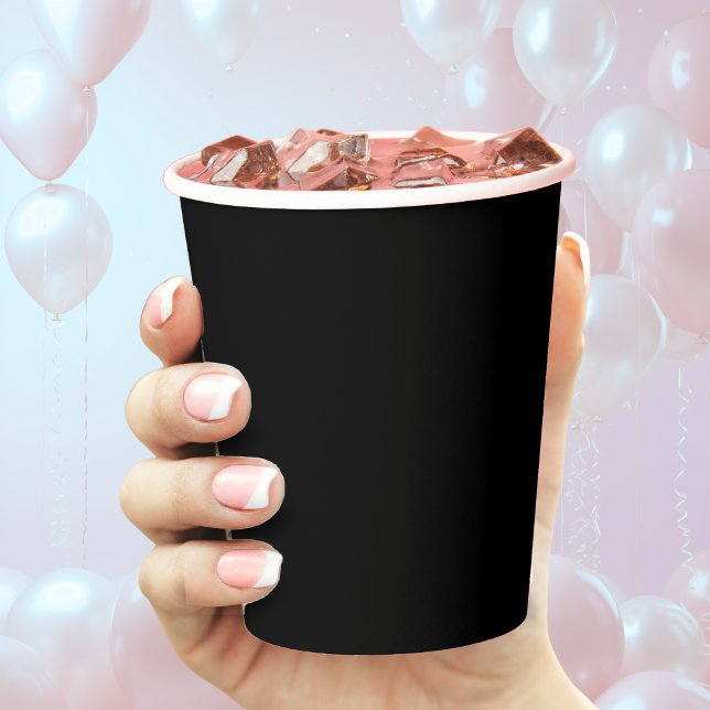 Jet Black Solid Color Einfach Minimalistisch Pappbecher (jet black paper cup)