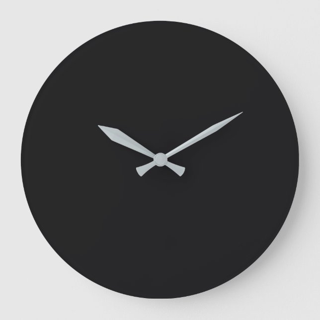 Jet Black Solid Color Große Wanduhr (Vorderseite)