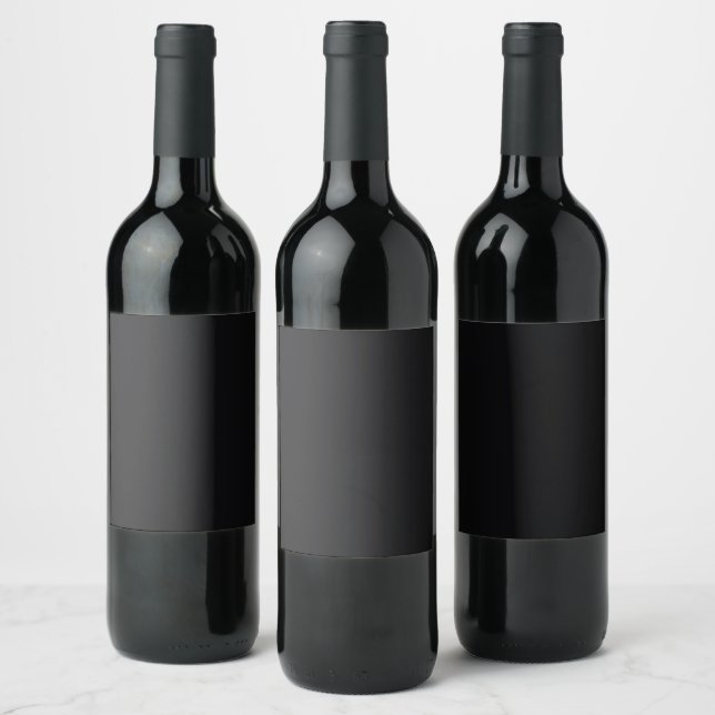 Jet Black Solid Color Weinetikett (Flaschen)