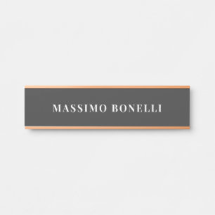 Jet Black & White Minimalist Plain Modern Türschild