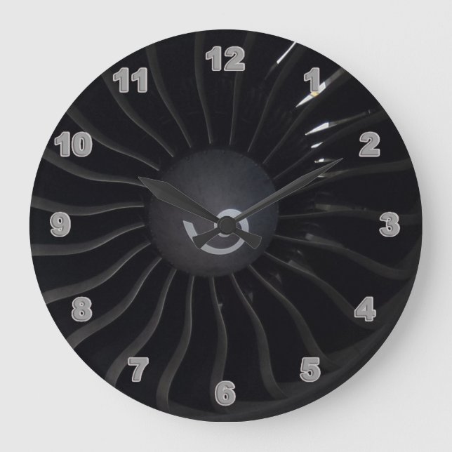 Jet Engine Acrylic Wall Clock Große Wanduhr (Vorderseite)