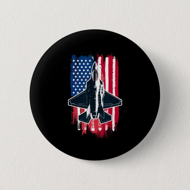 Jet F-35 4. Juli Männer Frauen Kinder Pa Button (Vorderseite)