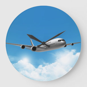 Jet-Fliegen auf dem Himmel Große Wanduhr