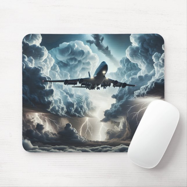 Jet fliegt durch einen Sturm Mousepad (Mit Mouse)