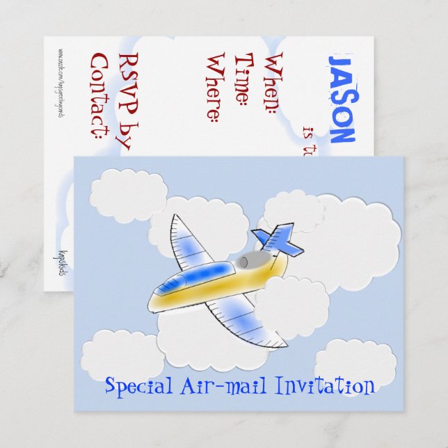 Jet Flugzeug Birthday Party (Alter ändern) Einladung (Vorne/Hinten)
