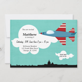 Jet Flugzeug Geburtstag Thema (Blau) Einladung