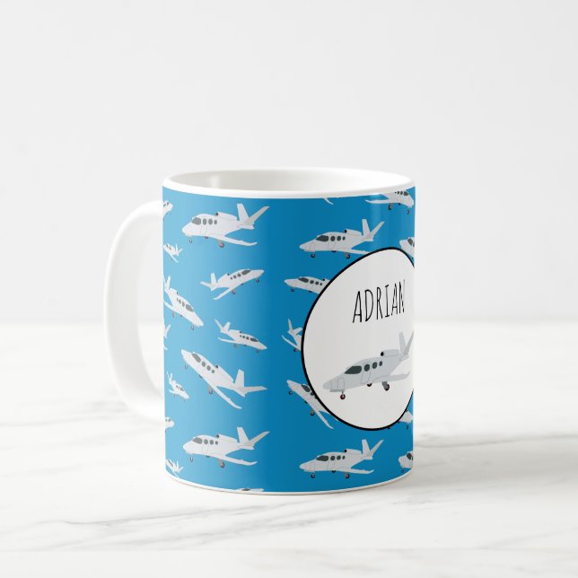 Jet-Flugzeug-Muster-Individuelle Name Kaffeetasse (Vorderseite Links)