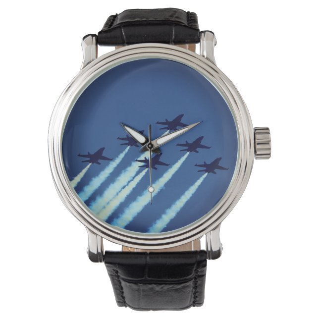 Jet Flugzeuge fliegen in Formation Blue Angels Armbanduhr (Vorderseite)