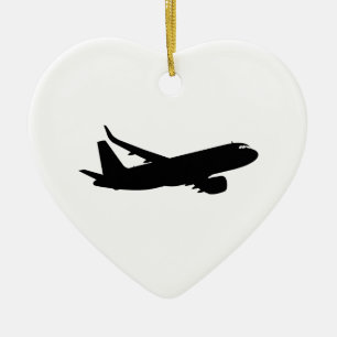 Jet Liner Black-Silhouette für Flugzeuge Keramikornament